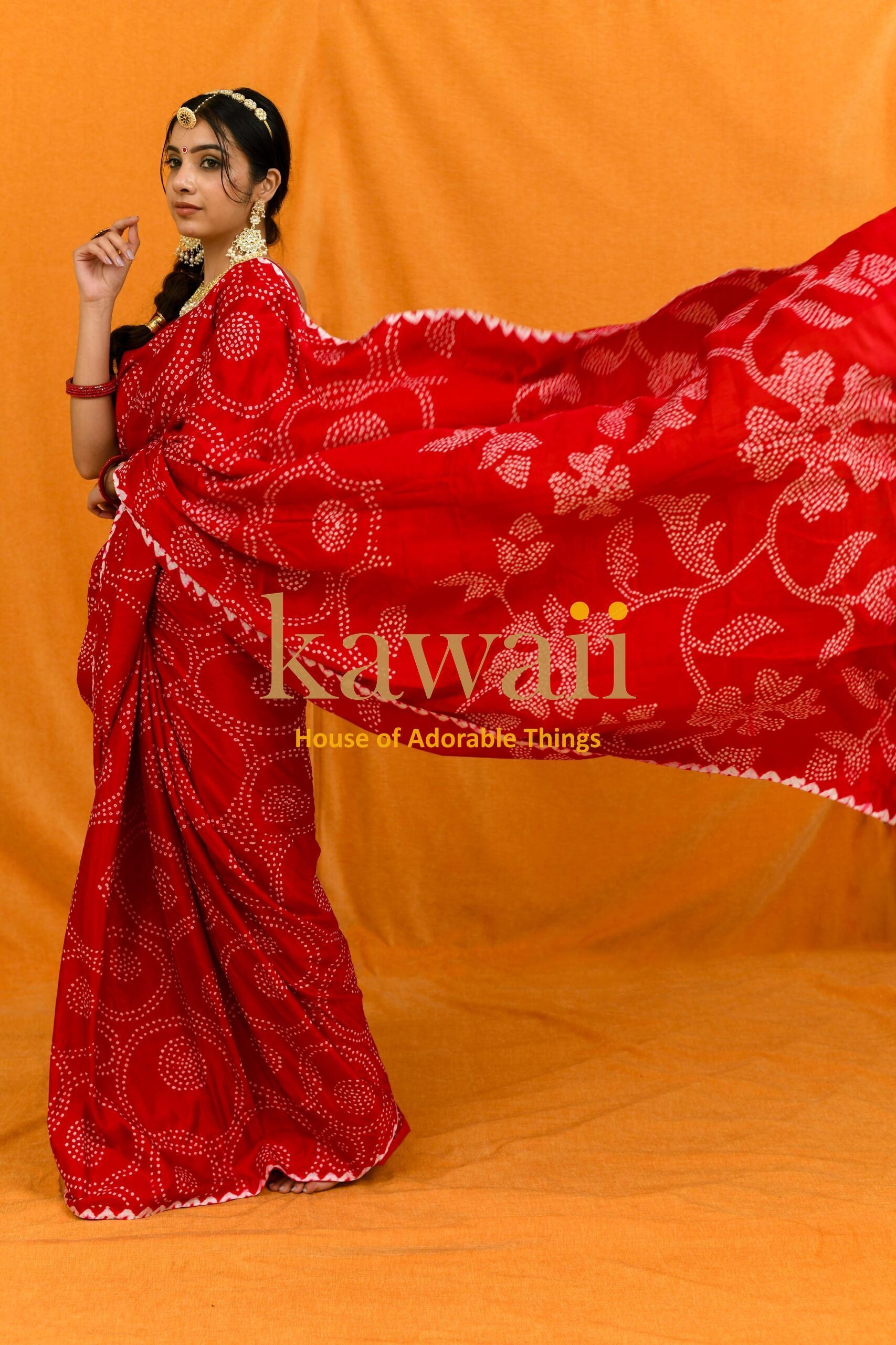 Surali Handcrafted Bandhani Design on Pure Gajji Silk Saree